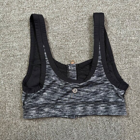 Lululemon Gray & Black Heathered Zipper Zip Front Sports Bra Women's Size 2 - Picture 2 of 3
